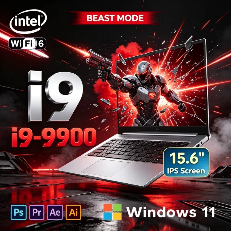 2026 Worth Buying 15.6 Inch Premium FHD IPS Notebook i9-9900 120Hz Panel 16/32GB RAM 2TB SSD Win11 Portable Laptop