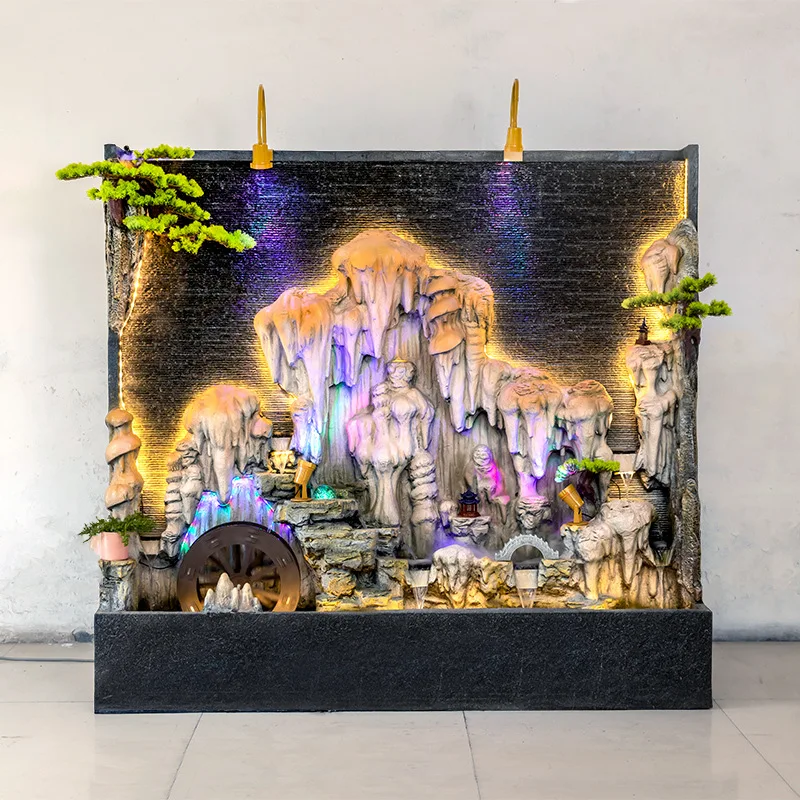 custom.Stalactite Curtain Wall With Colorful Light New Style Courtyard Hotel Floor-to-ceiling Resin Landscap