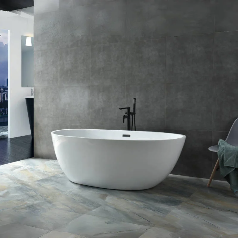

High Quality Matte White Acrylic Freestanding Oval Bathtub Indoor Soaking with Ergonomic Design Modern High-End Whirlpool Tub