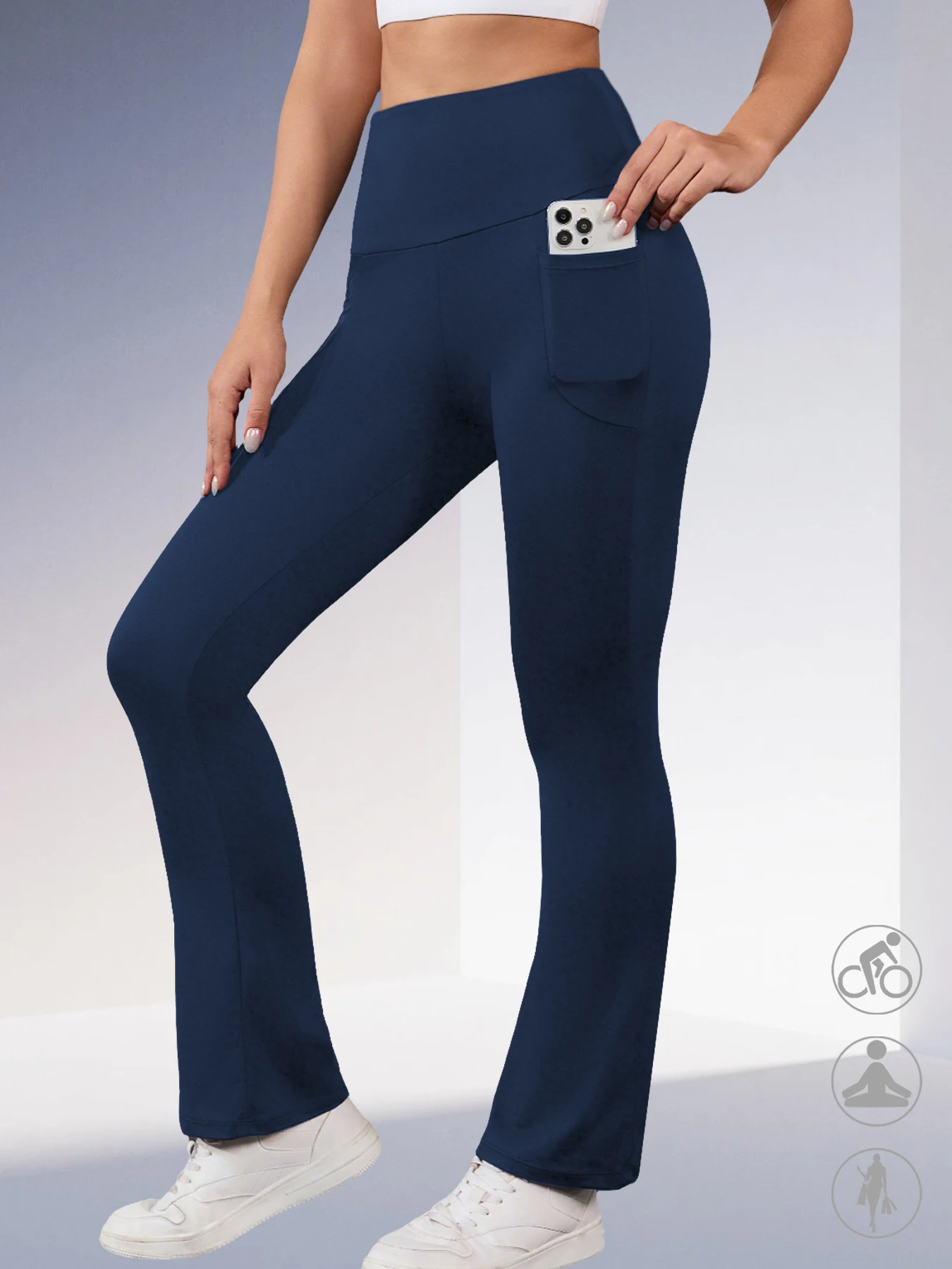 

Супермягкие брюки-клеш для женщин с высокой талией, карманами, утягивающие живот, непрозрачные, для тренировок, йоги, дома и повседневной носки