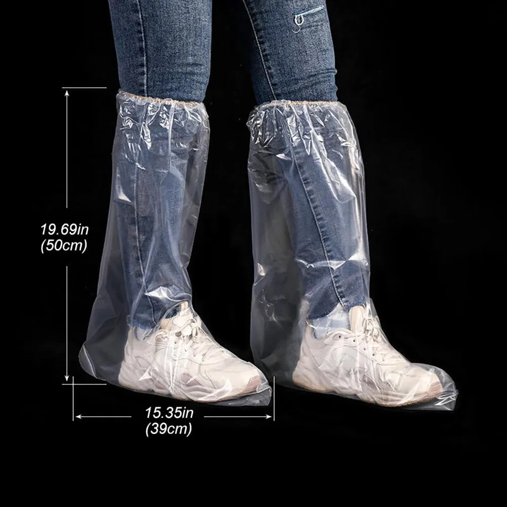 أغطية أحذية مقاومة للماء من البولي إيثيلين للاستعمال مرة واحدة، أغطية أحذية المطر السميكة غير القابلة للانزلاق، أحذية بلاستيكية مقاومة للاهتراء للرجال والنساء