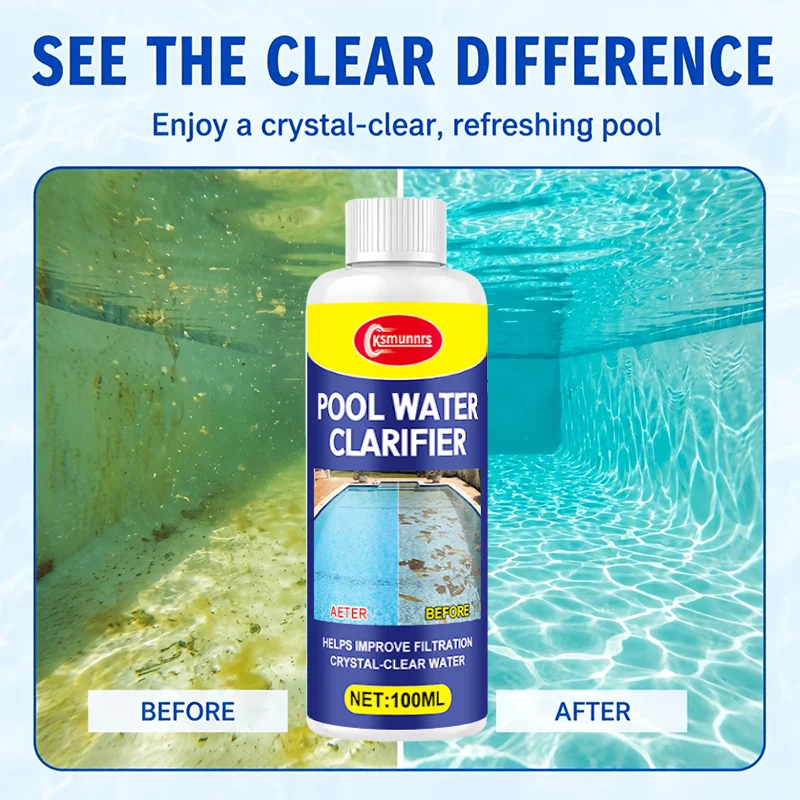 Pool Clarifier Liquid Cloudy Water Disperser for All Pools And Ponds Tiny Particle Remover Clear Water Enhancer