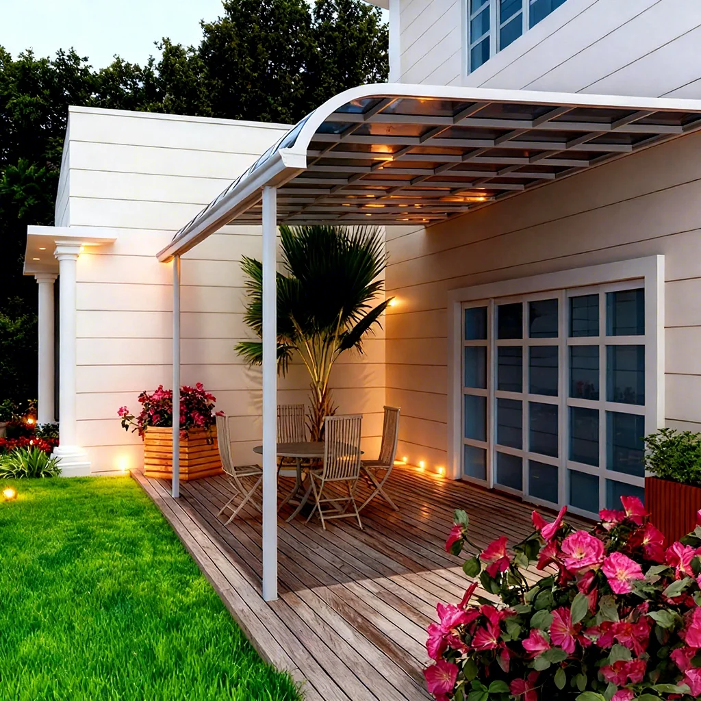 aluminum alloy flat-top awning, awning, manual durability, windproof function, architectural minimalist style, modern home