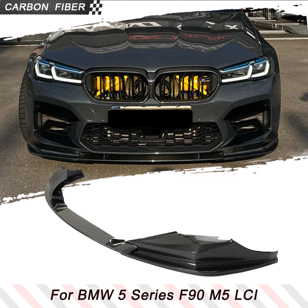 

Передний бампер из настоящего углеродного волокна, спойлер для BMW F90 M5 LCI 2021-2023, передний спойлер, сплиттер, защита бампера, комплекты кузова автомобиля