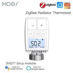 MOES Tuya ZigBee3.0 Radiator Actuator Valve Smart Thermostat Temperature Controller Internal Sensor TRV Voice Control with Alexa