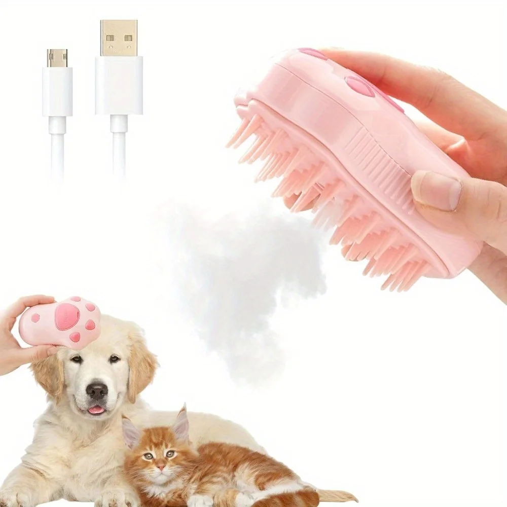 

Steam Cat Brush, 3 in 1 Spray Cat Brush, Steam Cat Brush for Massage, Self-Cleaning Steam Cat Brush, Cat Grooming Brush