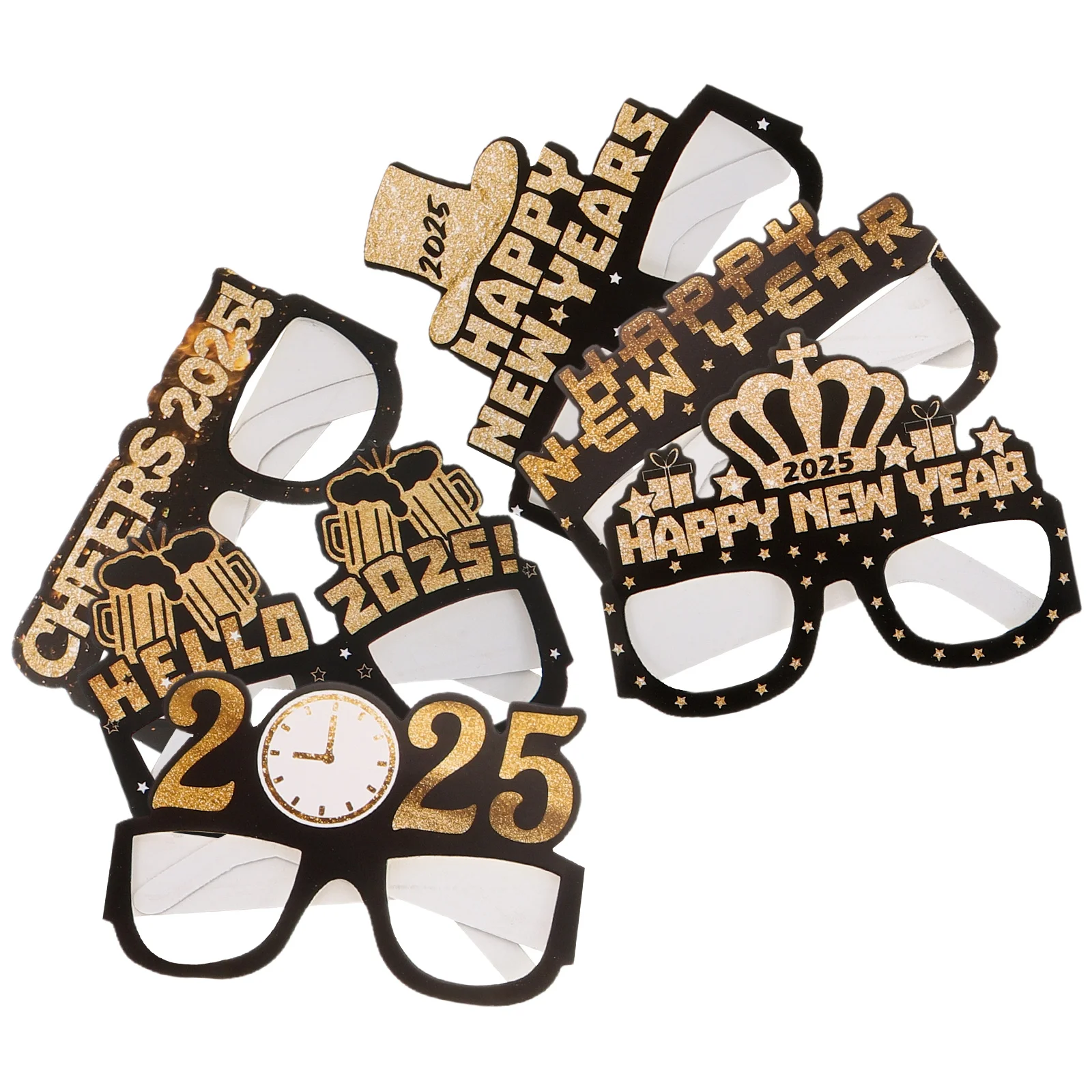 

6pcs Funny Prop Glasses Happy New Year 2025 Sunglasses Party Decorations Lightweight Paper Material Photo Booth Props Scene