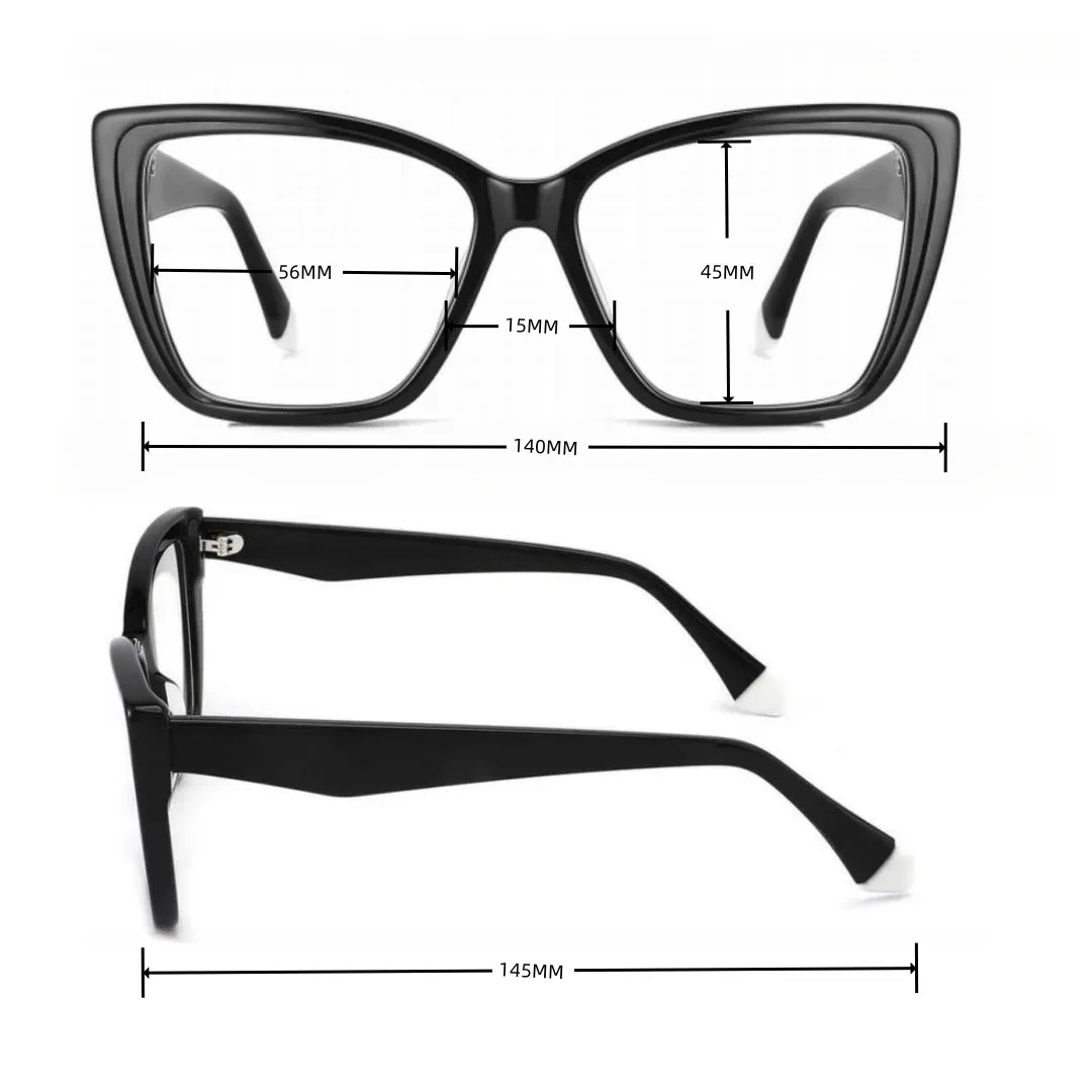 Occhiali da lettura Cat Eye uomo donna montatura per occhiali in acetato uomo lente trasparente 0 + 25 + 50 + 75... + 600