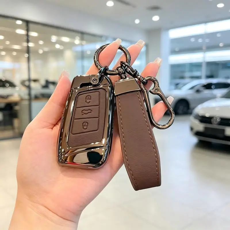 Geschikt voor de nieuwe Volkswagen CC sleutelhoes, hoogwaardige Magotan 330 luxe hoes, Passat beschermhoes, zinklegering lederen knop.