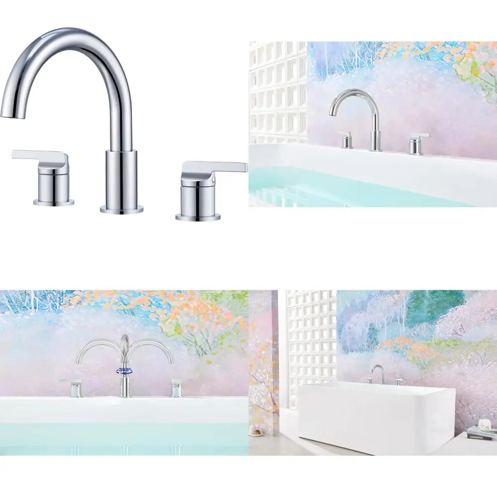 

Two-Handle Deck Mount Tub Faucet Set with Valve, Solid Brass High-Arc Roman Bath Tub Faucet, 3-Hole Bathroom Fixture