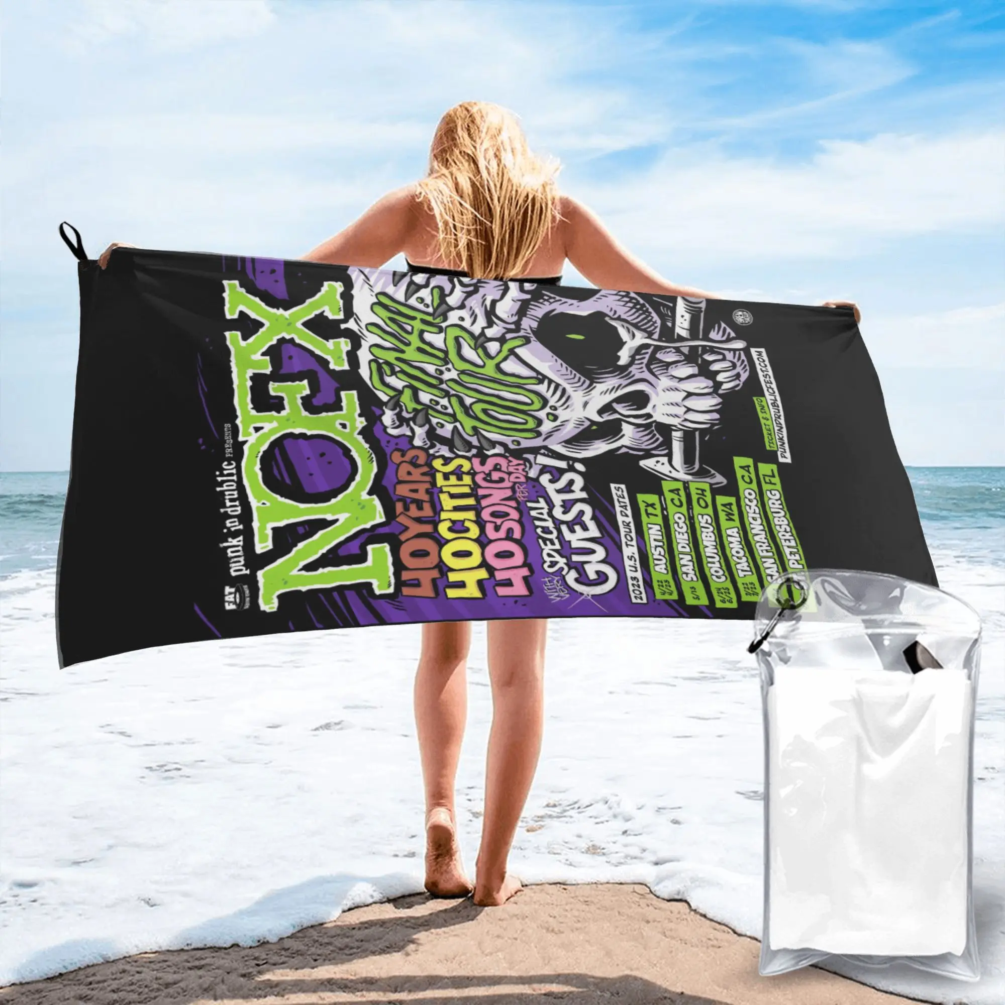 

Пляжное полотенце Nofx Band Final Tour Skull из мягкой микрофибры, быстросохнущее, впитывающее, для йоги