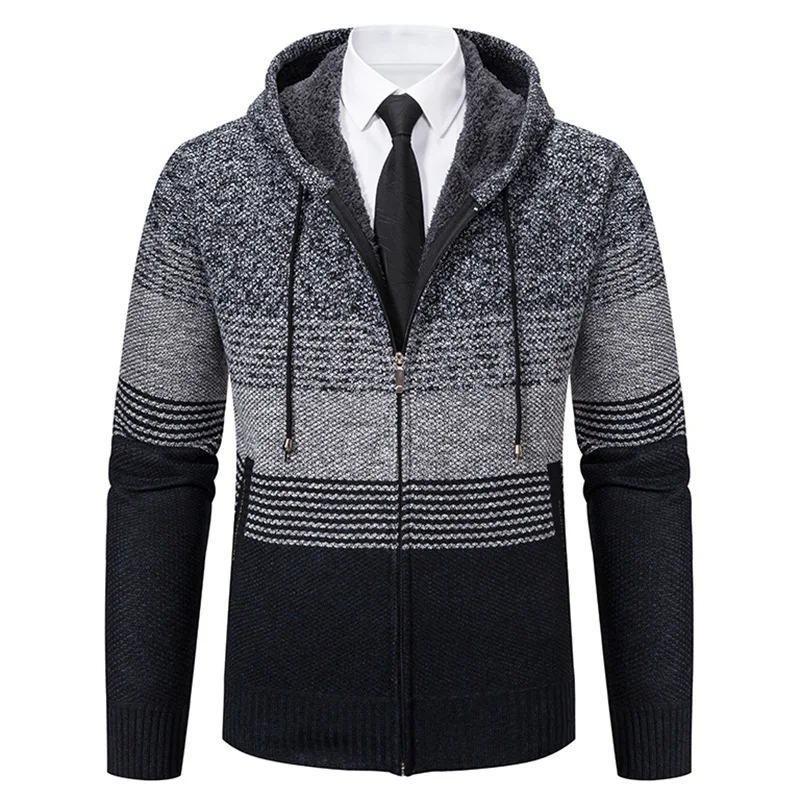 Populaire Herfst En Winter Nieuwe Heren Vest Contrast Capuchon Koreaanse Mode Casual Gebreide Splice Trui