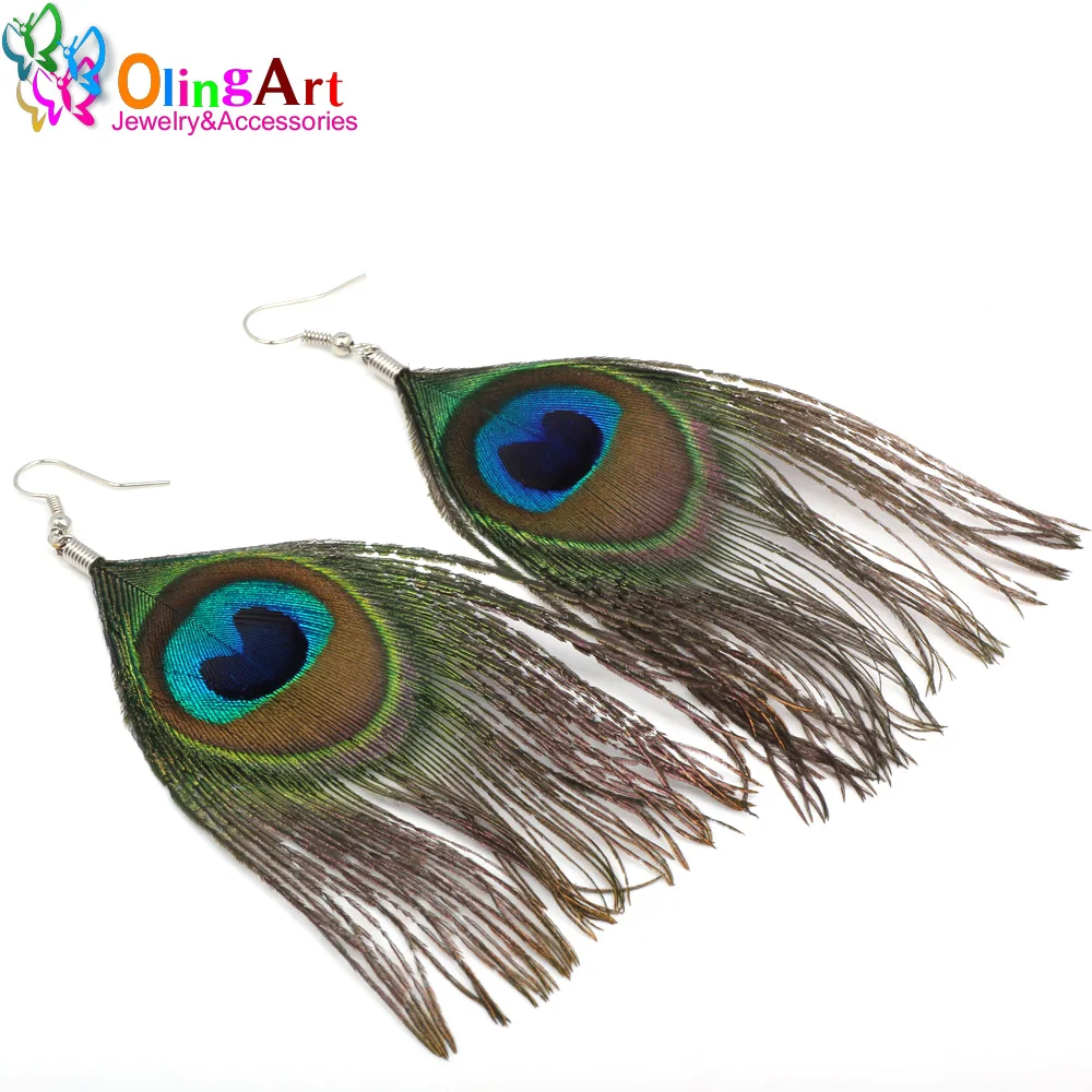 OlingArt Natural Feathers 2pcs/Lot 8cm Red Head Feathers Women Necklace Earrings Tassels DIY Jewelry Making Keychain Pendants