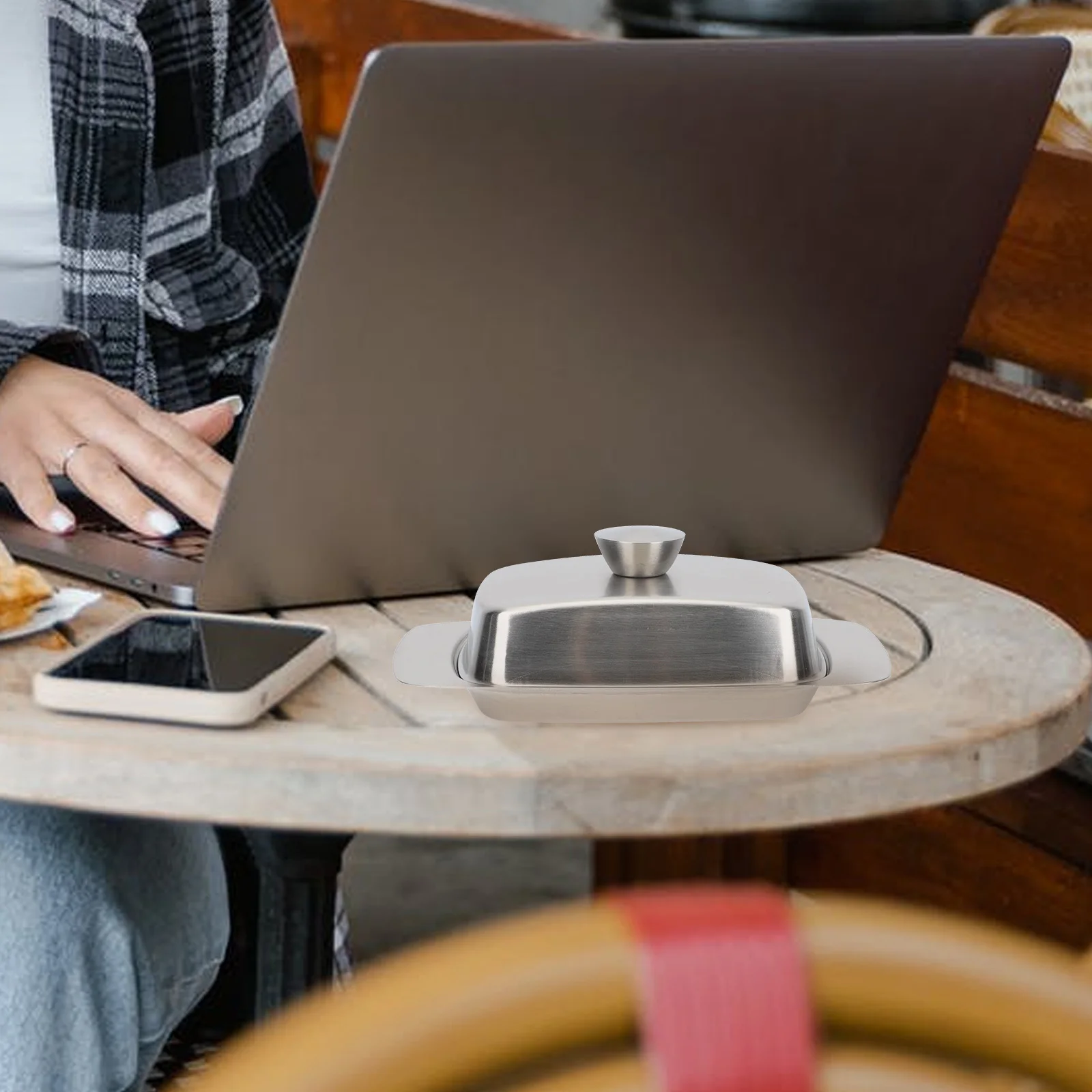 

1pc Stainless Steel Butter Box With Lid Storage Plate For Kitchen Butter Container Pastry Plate Cheese Dish Bread Dessert Holder