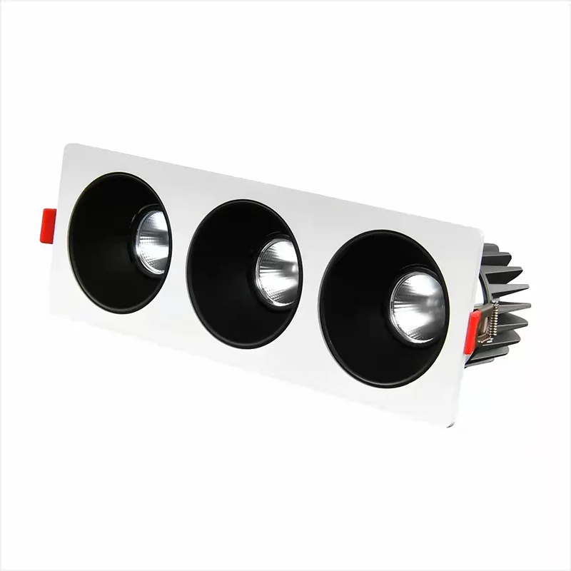 

Three-head daring cob spotlight led embedded household anti-glare downlight without main light lighting grille light