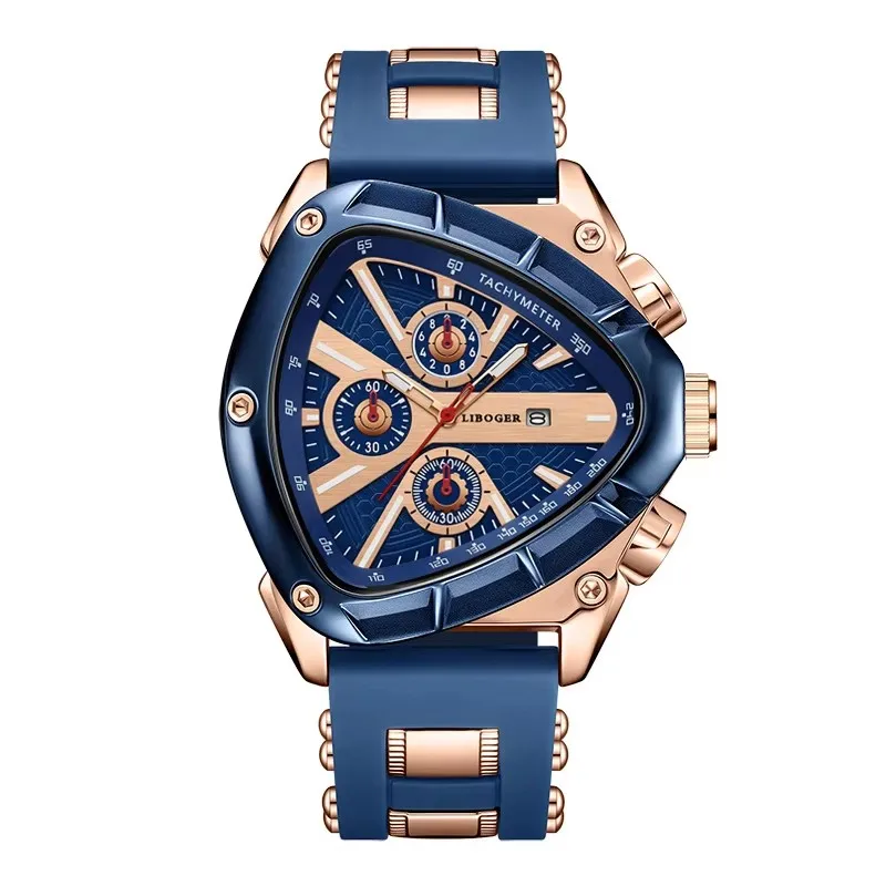 Unique Sports Men Watch High Quality Silicone Strap Auto Date Quartz Watches New Design Hot Sale Wristwatch Gifts For Him