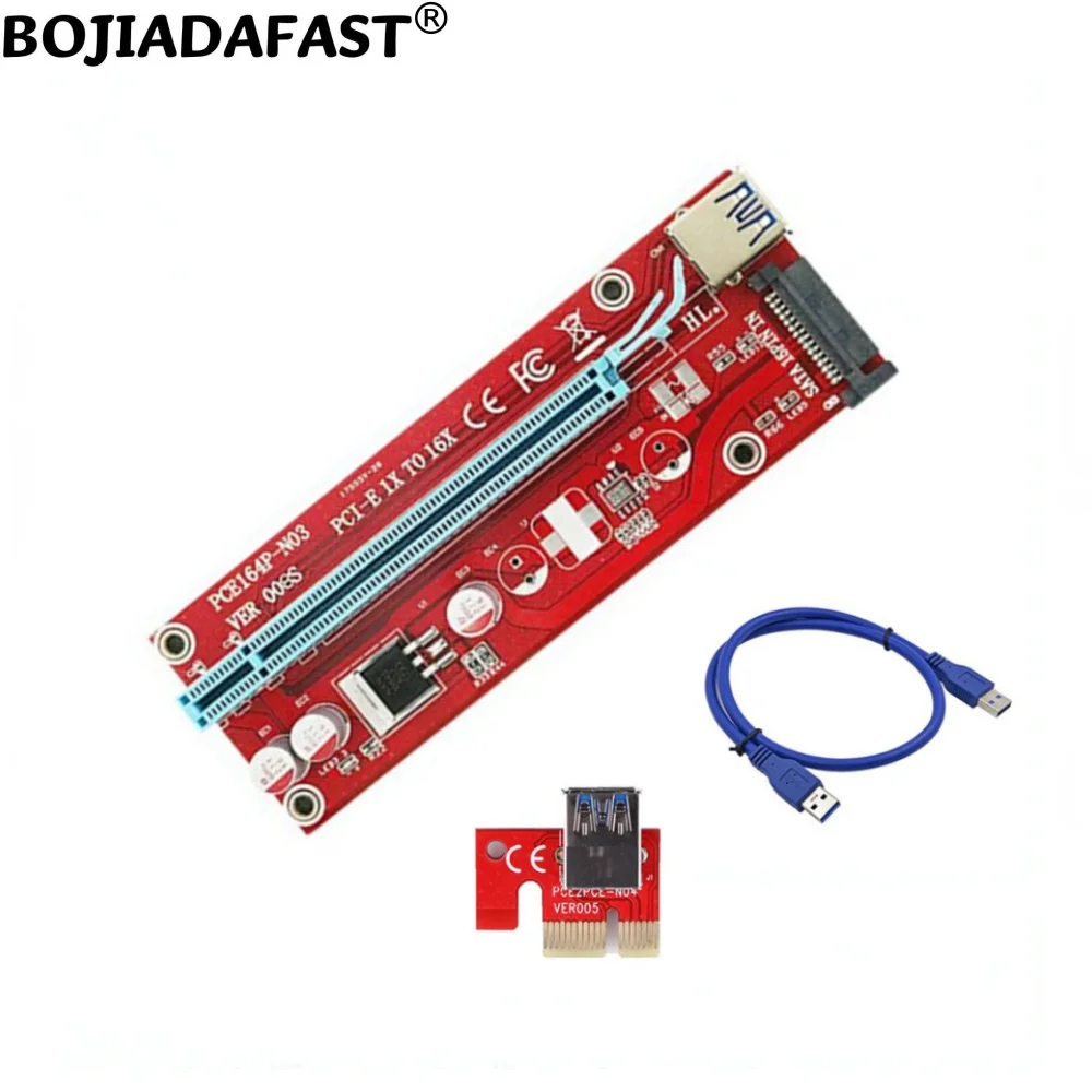 VER 008S SATA Power PCI-E 3.0 16X to PCIe X1 GPU Riser Adapter Card with 60CM USB3.0 Cable for Graphics Card