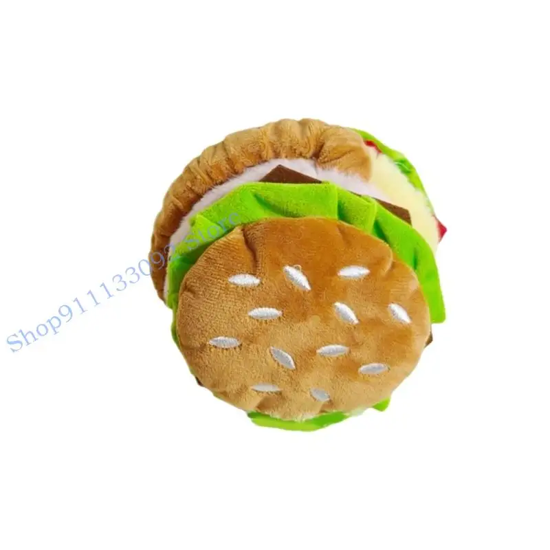 H9ED غطاء للأذنين من القطيفة على شكل همبرغر للنساء والأطفال، عصابة رأس فروي لتدفئة الأذن لشتاء عيد الميلاد وهدايا السنة الجديدة #2