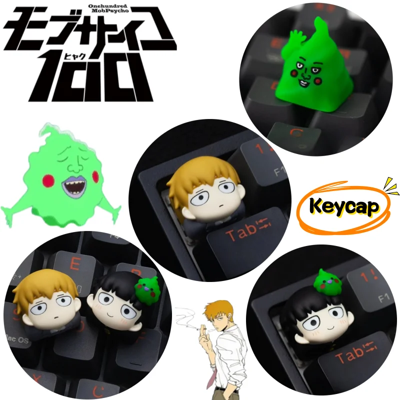 New Mob Psycho 100 Shigeo Kageyama Reigen Arataka Dimple Keyboard Cap High Color Value Cartoon Doll 3D Personality Keyboard Cap