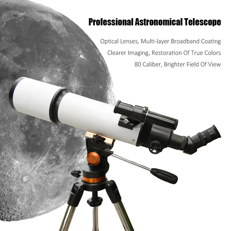 

Astronomical Telescope 80500 AZ Refractive Theodolite Bracket Stainless Steel Tripod Multi-Coated AR Coating 80 Caliber