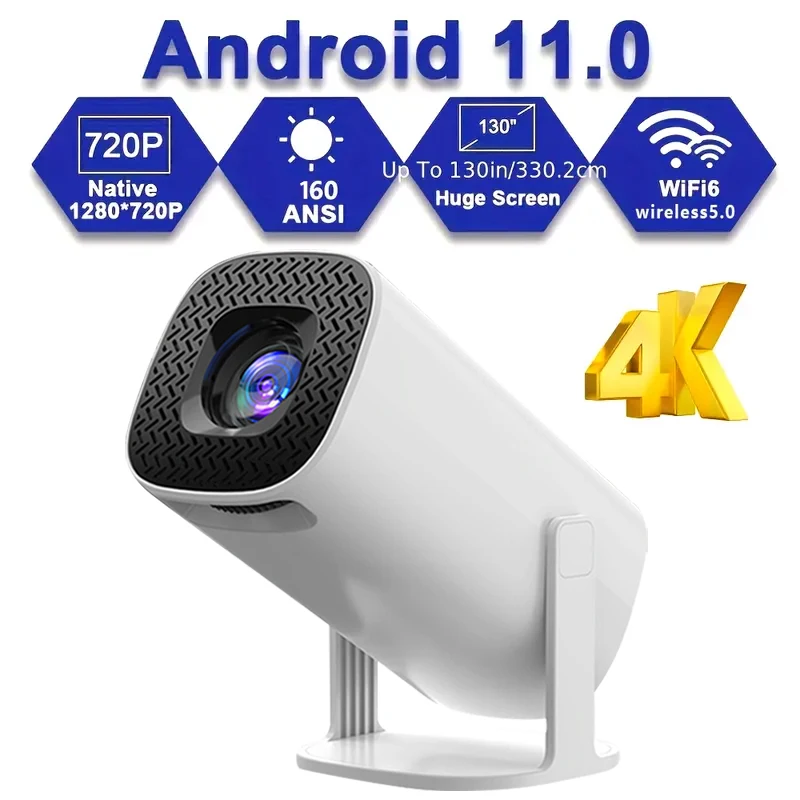 

4K Android 11 Projector Native 720P 160ANSI P30pro Dual Wifi6 BT5.0 12800*720P Cinema portable Projetor upgrated HY300