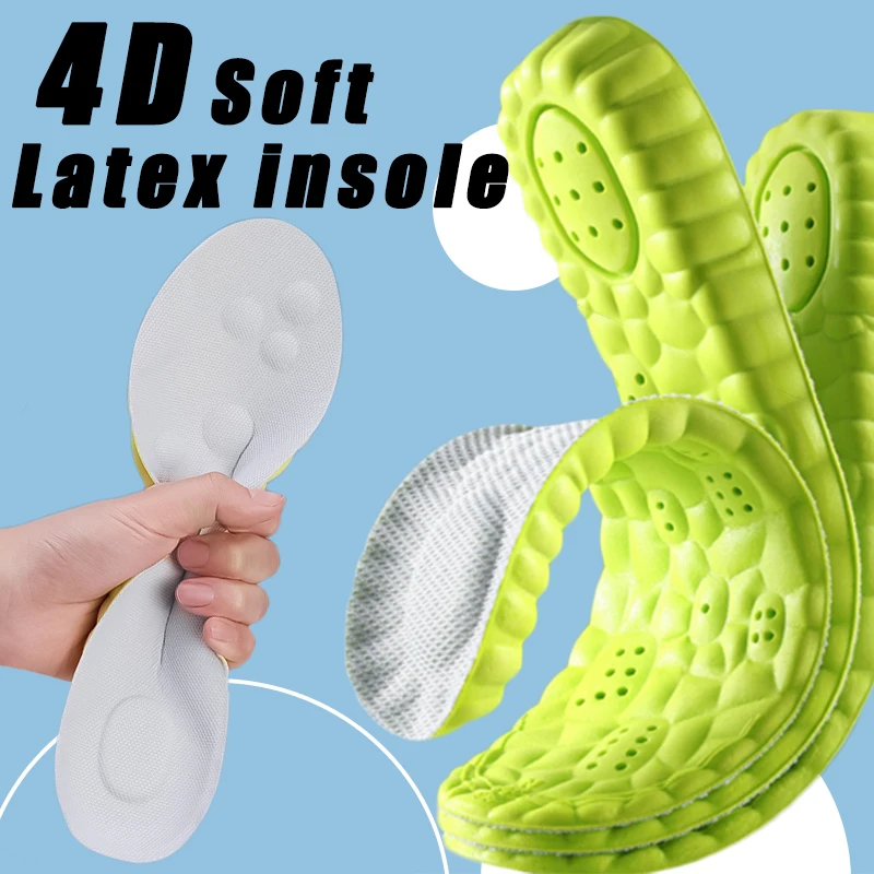 

Latex Sport Insoles Soft High Elasticity Shoe Pads Breathable Deodorant Sweat Absorbing Shock Foot Cushion Arch Support Insole