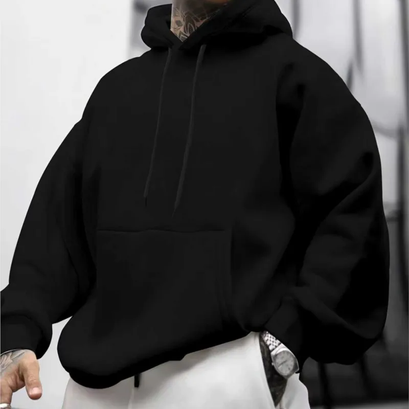 Automne hiver nouveau sweat à capuche pour hommes décontracté ample couleur unie coupe décontractée pull sweat toutes saisons sweats à capuche pour homme
