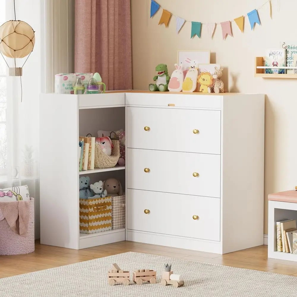 

Multi-Functional 3-Drawer Baby Changing Table with Storage for Nursery or Children's Room