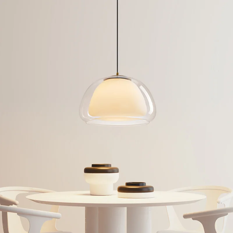 

Nordic Minimalist Jelly Pendant Light Glass Dining Room Lamp Cream Aesthetic