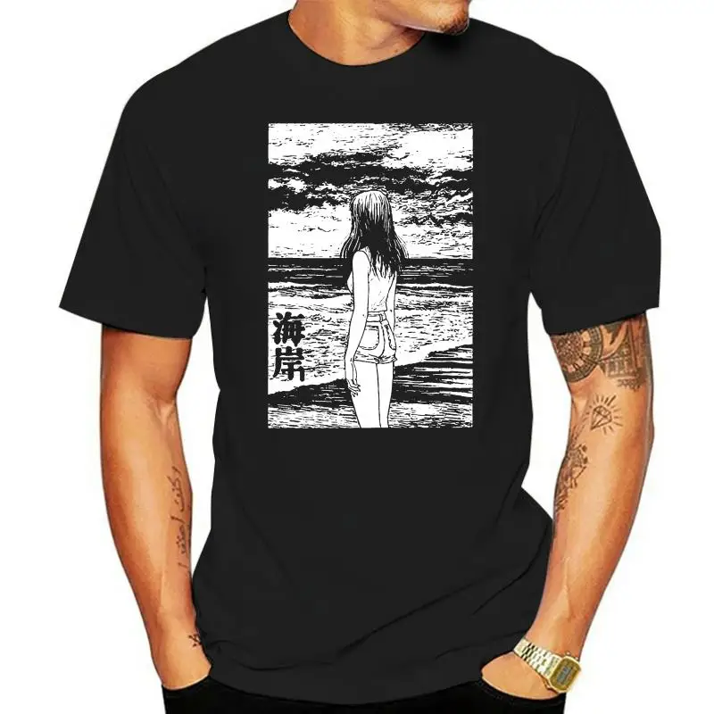 Camisetas personalizadas de Uzumaki para hombres, camisa de Manga corta de Horror del Mar de Japón, camisetas de Junji Ito, camisetas de Anime para adultos, camisetas de algodón de cuello redondo, nuevas