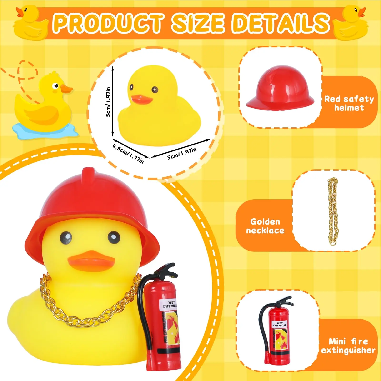 Firefighter Rubber Ducks for Cars, Jeeps Dashboard Decor Squeaky Car Ornament