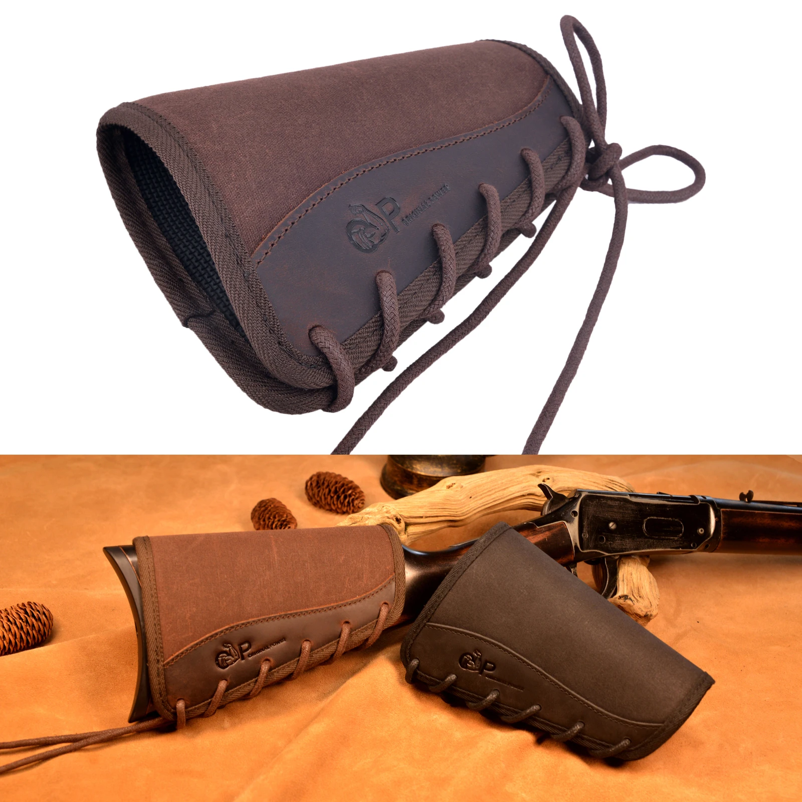 

OP New Soft Canvas Leather Rifle Buttstock Non-slip Gun Recoil Pad Cover Shotgun Holsters For Ambidextrous Hunter