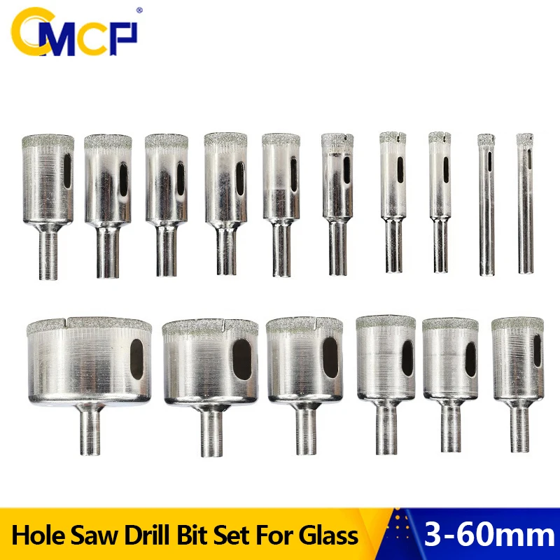 

CMCP 10/28pcs Diamond Coated Hole Saw Drill Bit Set Cutter 3-60mm Diamond Core Drill Bits For Glass Marble Tile Granite Drilling