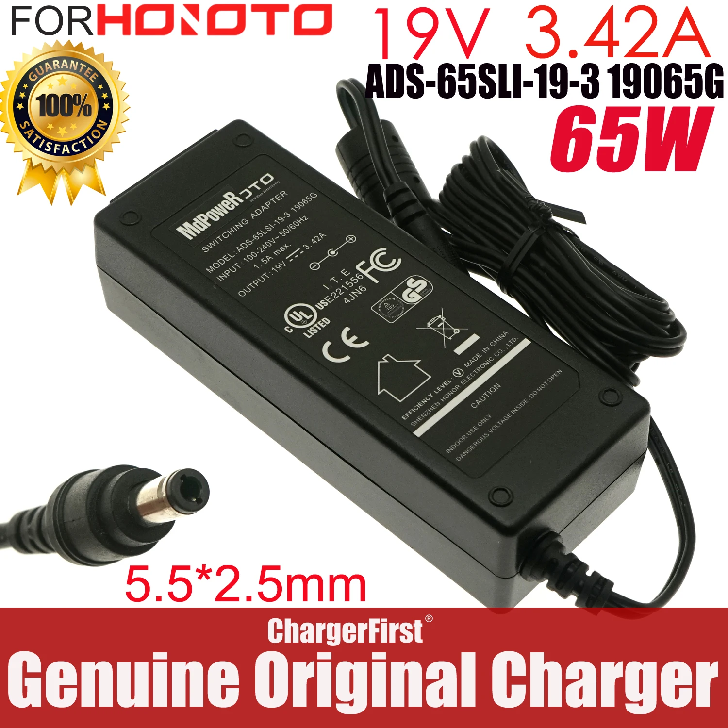 HONOTO 65W 19V 3.42A AC Adapter Charger for Fujikura 26S 27S 28S 31S 36S 38S 41S 21S 22S Fusion Splicer Power Supply ADC-19A