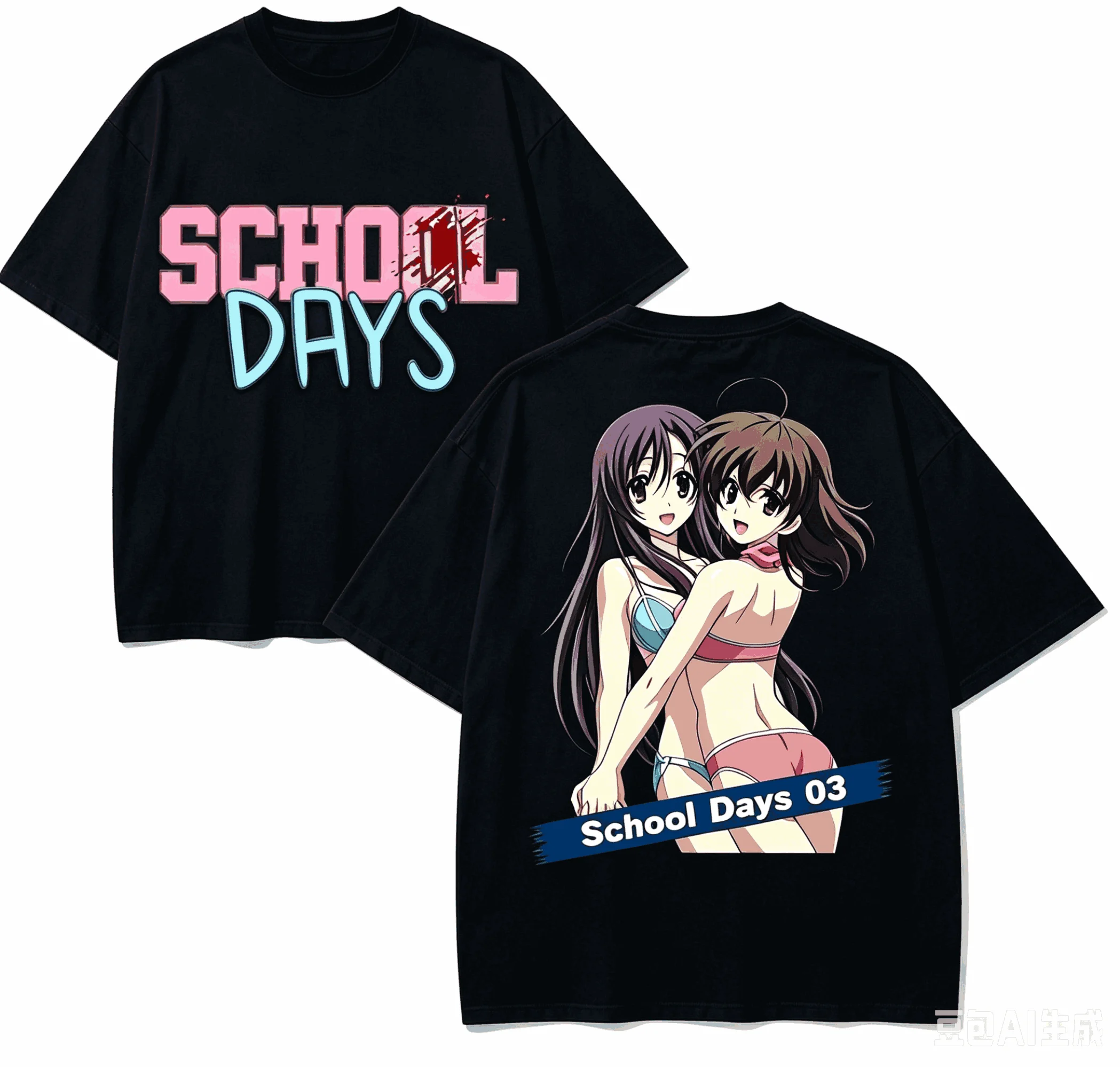 Camiseta para amantes del anime School Days, camiseta Harajuku de algodón, nuevo modelo, moda Retro High Street, producto de moda Unisex de gran tamaño, transpirable y suave