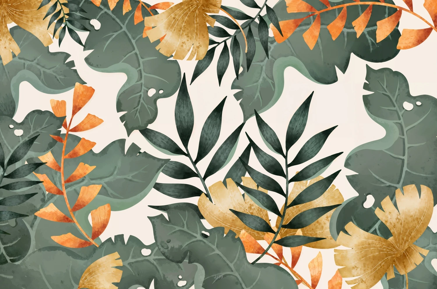 Customized Size Wallpaper European Tropical Rainforest Plants Palm Leaf Mural Ferns Leaf Decorative Painting 3d wallpaper