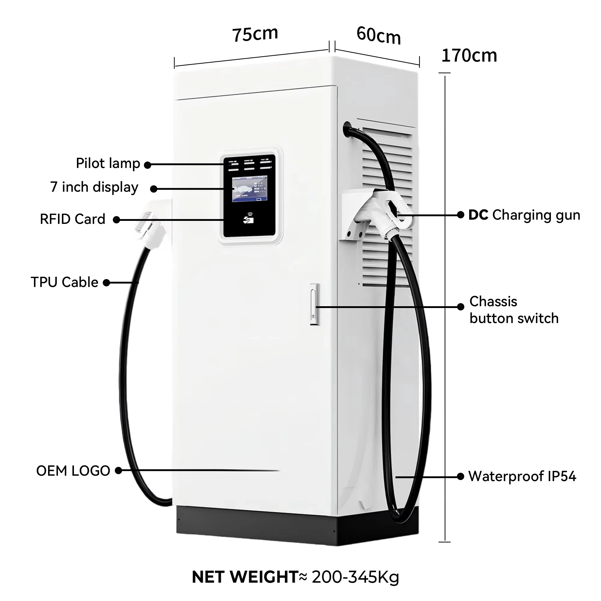 40KW 60KW 120KW 240KW CCS2 Chademo GBT Floor-mounted Fast Electric Car EV Charging Stations with OCPP APP Control DC Output