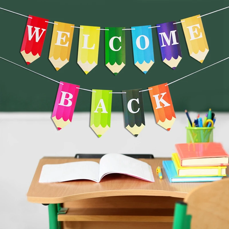 Welcome Backe Pencil Letter Banner For The Opening Season Classroom Decoration Back To School Decoration