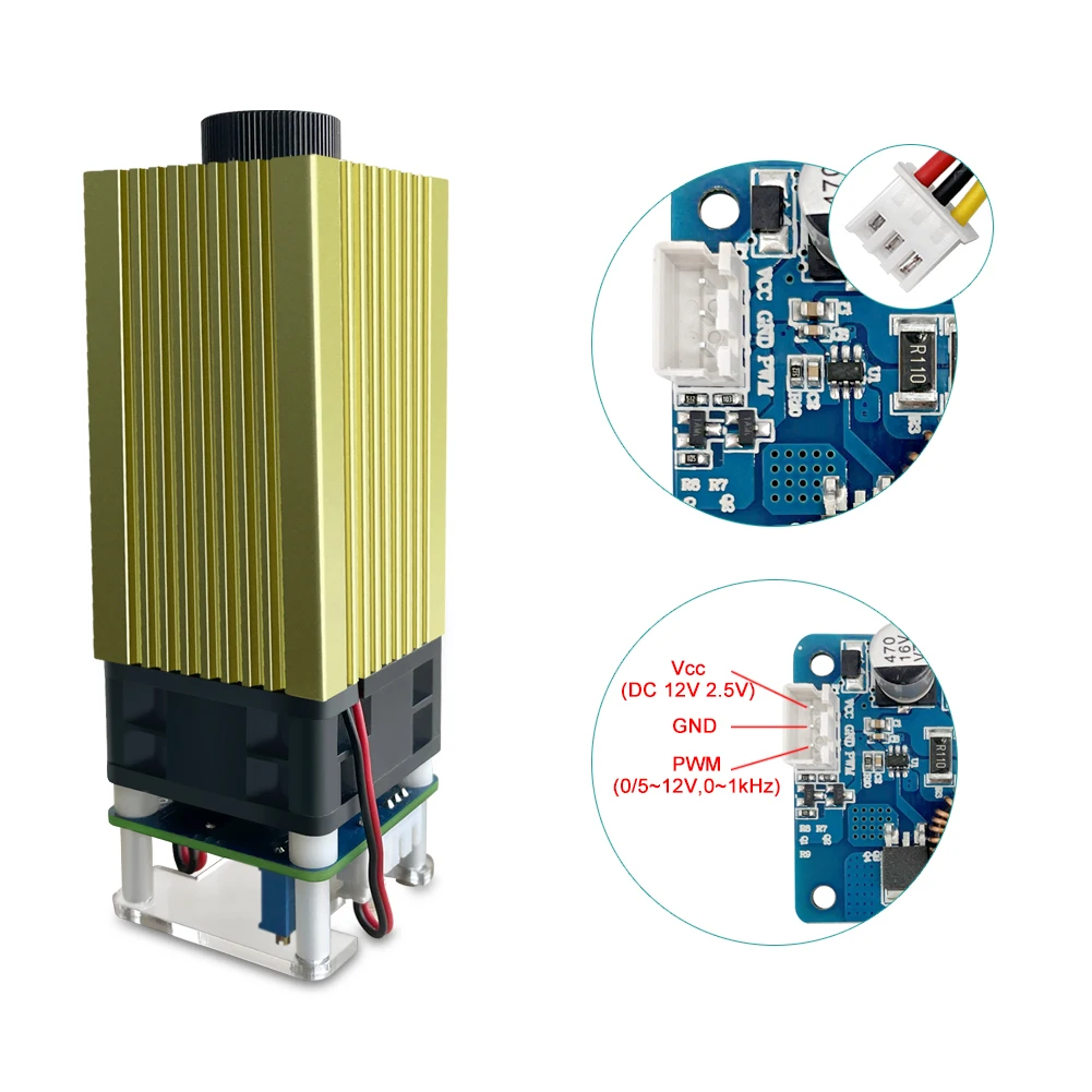 Imagem -04 - Cabeça Laser Azul Módulo Ttl para Corte a Laser Cnc Máquina de Gravação Ferramentas para Trabalhar Madeira e Acessórios 5w 450nm