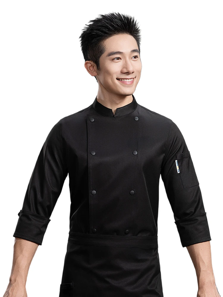 Abrigo de Chef para hombre, delantal de manga larga, traje de cocina personalizable de alta calidad para restaurante, Hotel, chimenea, ropa de otoño