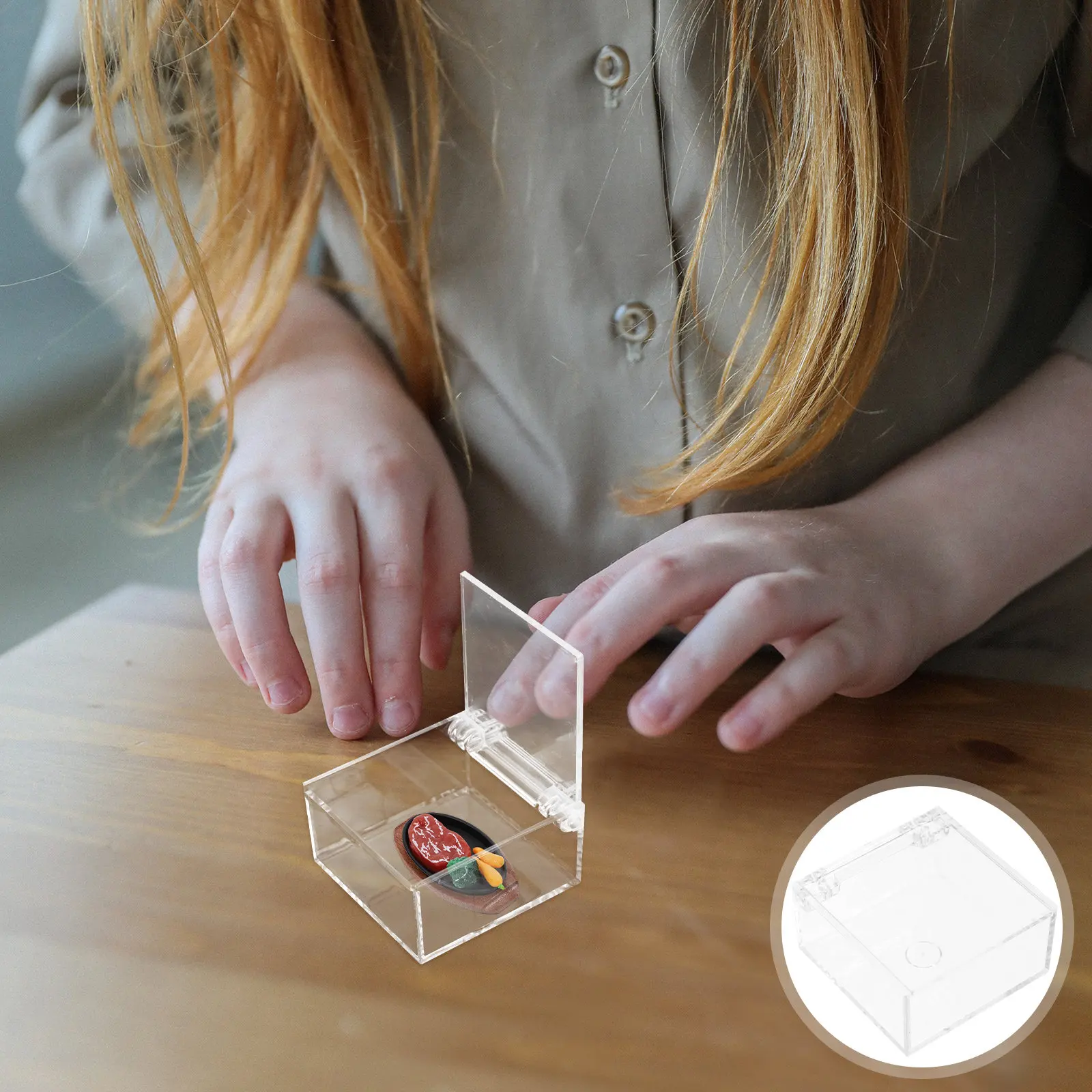 

Акриловая коробка для мелких предметов, прозрачный демонстрационный футляр с откидной крышкой, органайзер для коллекционных предметов и украшений, настольный куб для хранения, для дома