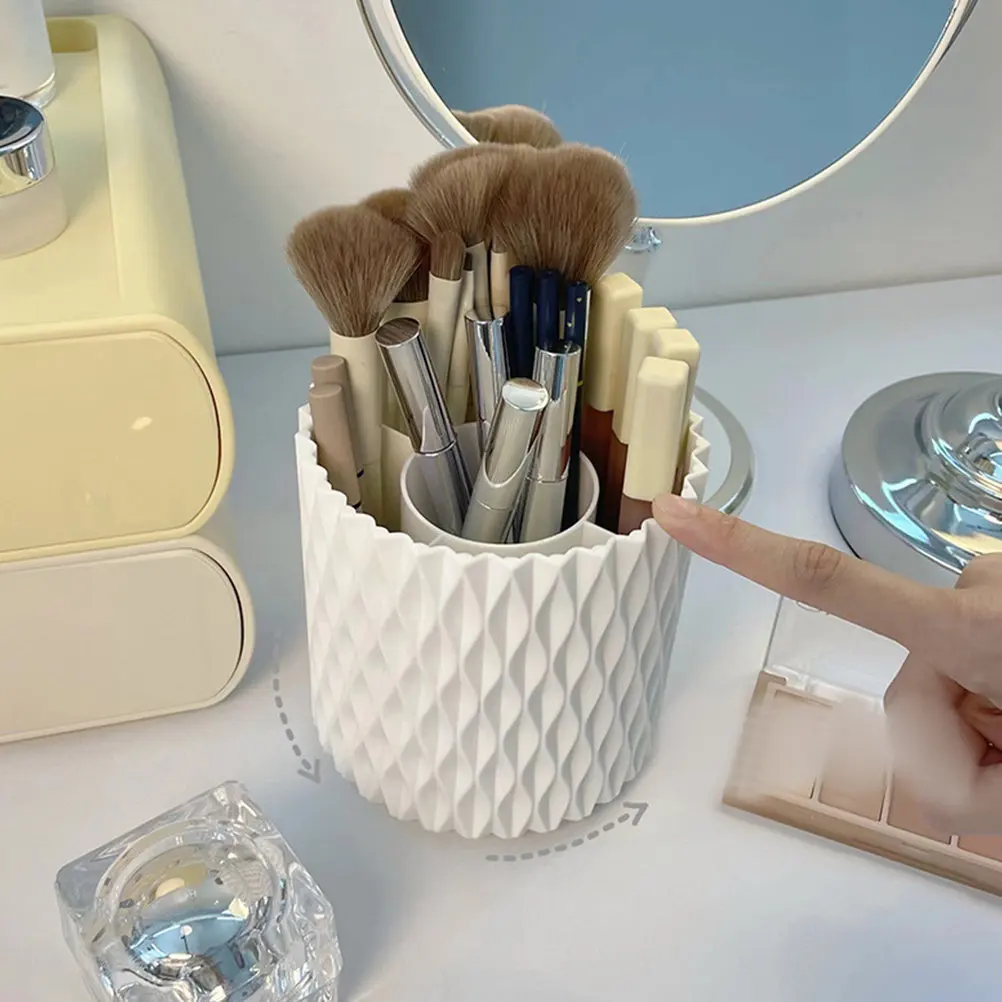 

Modern Rotating Makeup Brush Stand Functional Pen Pencil Holder for Desk Organizer Storage Cup Elegant Design