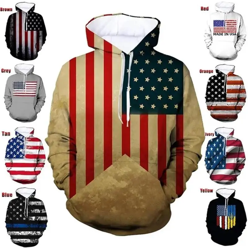 American Flag US Dream Emblem Hoodie Men Clothing 3D Printed USA Spirit Hoodies Women Harajuku Fashion y2k Pullover Hooded Hoody