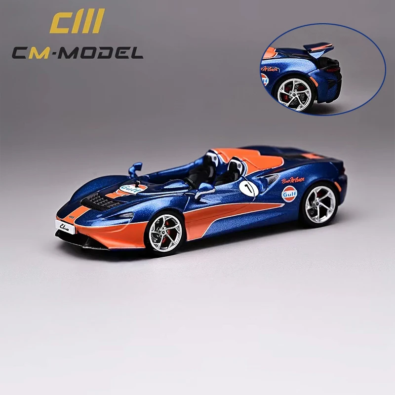 CM Model 1:64 Model Car Elva Open Top Alloy Die-Cast Running Sport Vehicle - Dark Blue - The Tail Able to Move Up and D