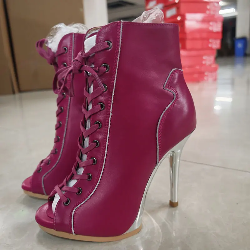 

Женская танцевальная обувь из натуральной кожи, удобные летние ботинки на высоком каблуке-шпильке со шнуровкой, женская обувь для бальных танцев, джаза, пикантные танцевальные туфли на каблуке