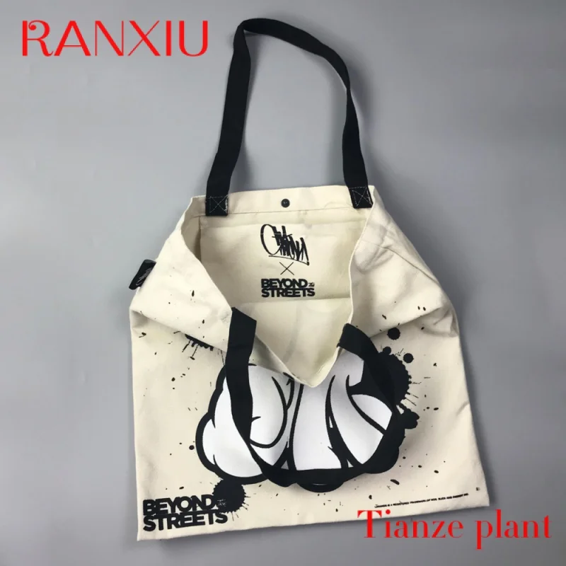 Sac fourre-tout en toile de coton recyclé uni avec logo personnalisé, impression personnalisée