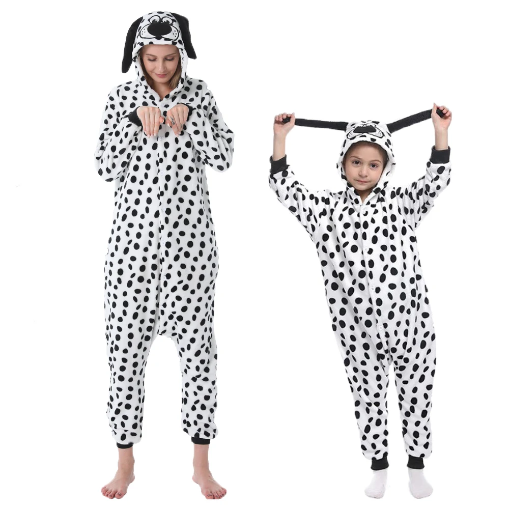 Winter Adult Children Pyjamas Suit Warm Boys Girls Pajamas Baby Kids Homewear Animal Sleepwear Dalmatian Flannel Unicorn Pijamas