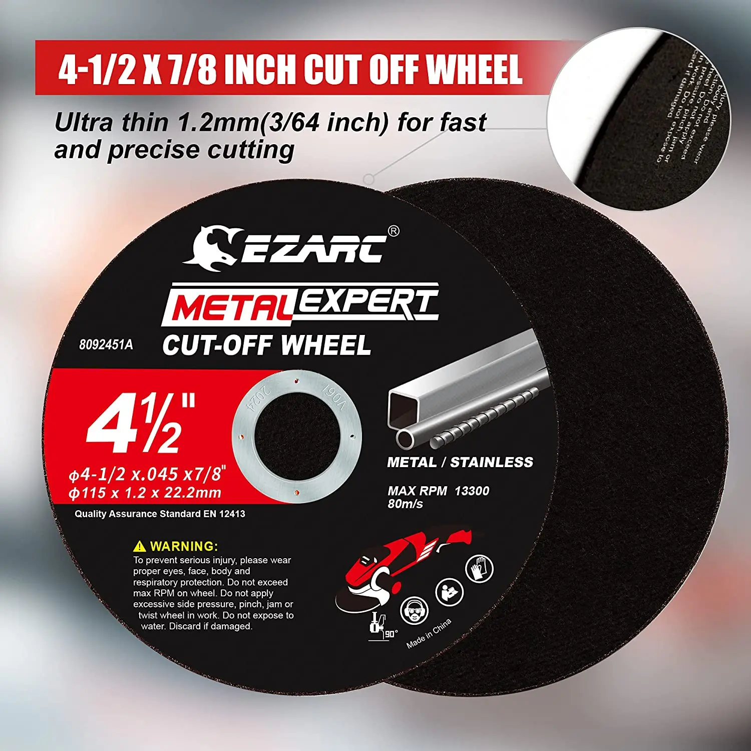 EZARC Cut Off Wheels 25Pcs, 3Inch / 4.5Inch,1.2mm Ultra-Thin Metal & Satinless Steel Cutting Disc for Angle Grinder