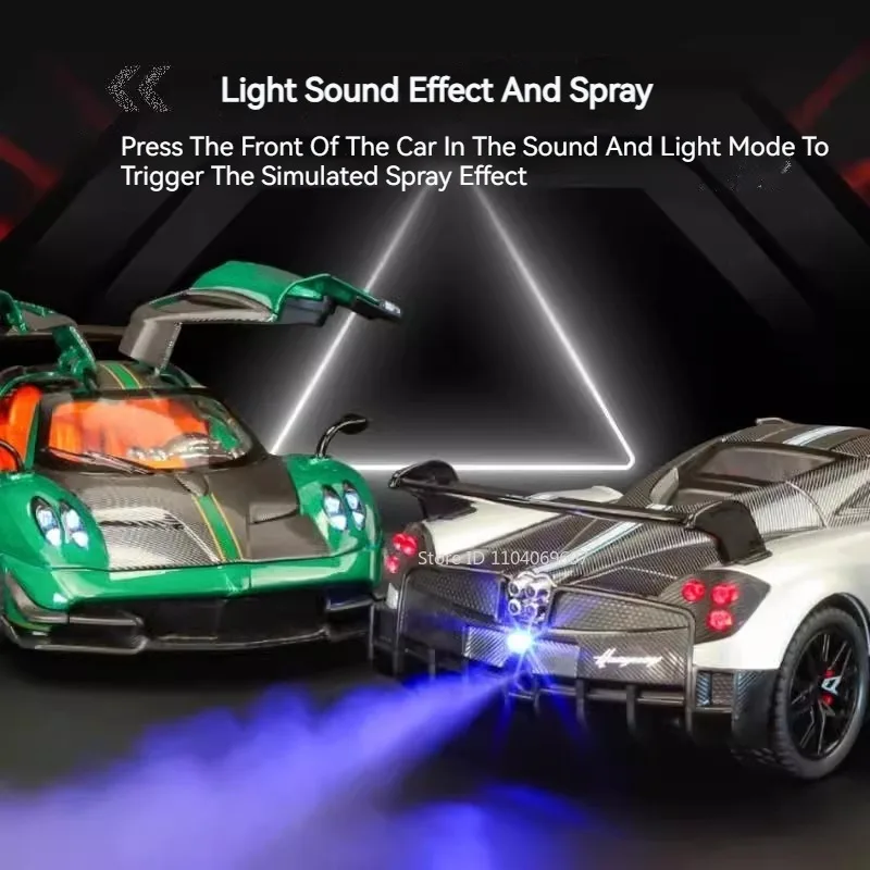 1:24 Schaal Auto Speelgoed Pagani Huayra Spray Versie Modellen Legering Diecast Sportwagens Geluid Licht Deuren Geopend Trek voor Jongen Geschenken