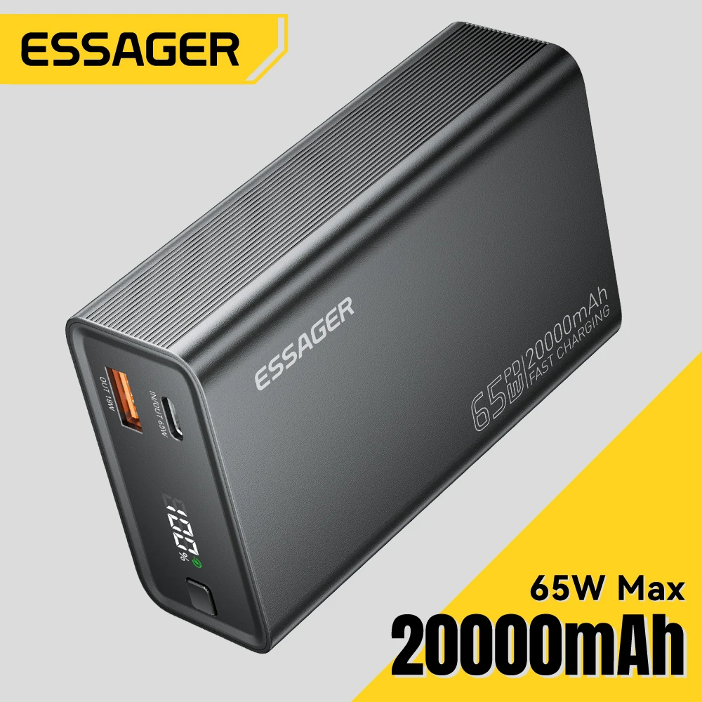 Essager 65W Power Bank Portable 20000mAh PD Fast Charging PowerBank For Laptop Notebook Xiaomi 13 Fast Charge External Battery